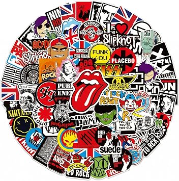 200Pcs Music Stickers Pack Rock and Roll Vinyl Waterproof Band Stickers for Adults Teens Cool Guitar Stickers for Classic Rock Music Laptop Skateboard Water Bottle Luggage