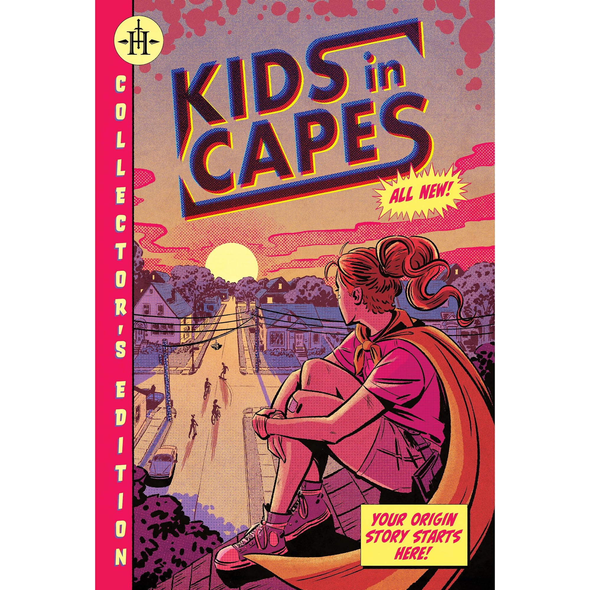 Renegade Game Studios: Kids in Capes, miękka okładka, superbohater, RPG, spin-off of Kids On Bikes, gra fabularna, 160 stron, styl komiksowy