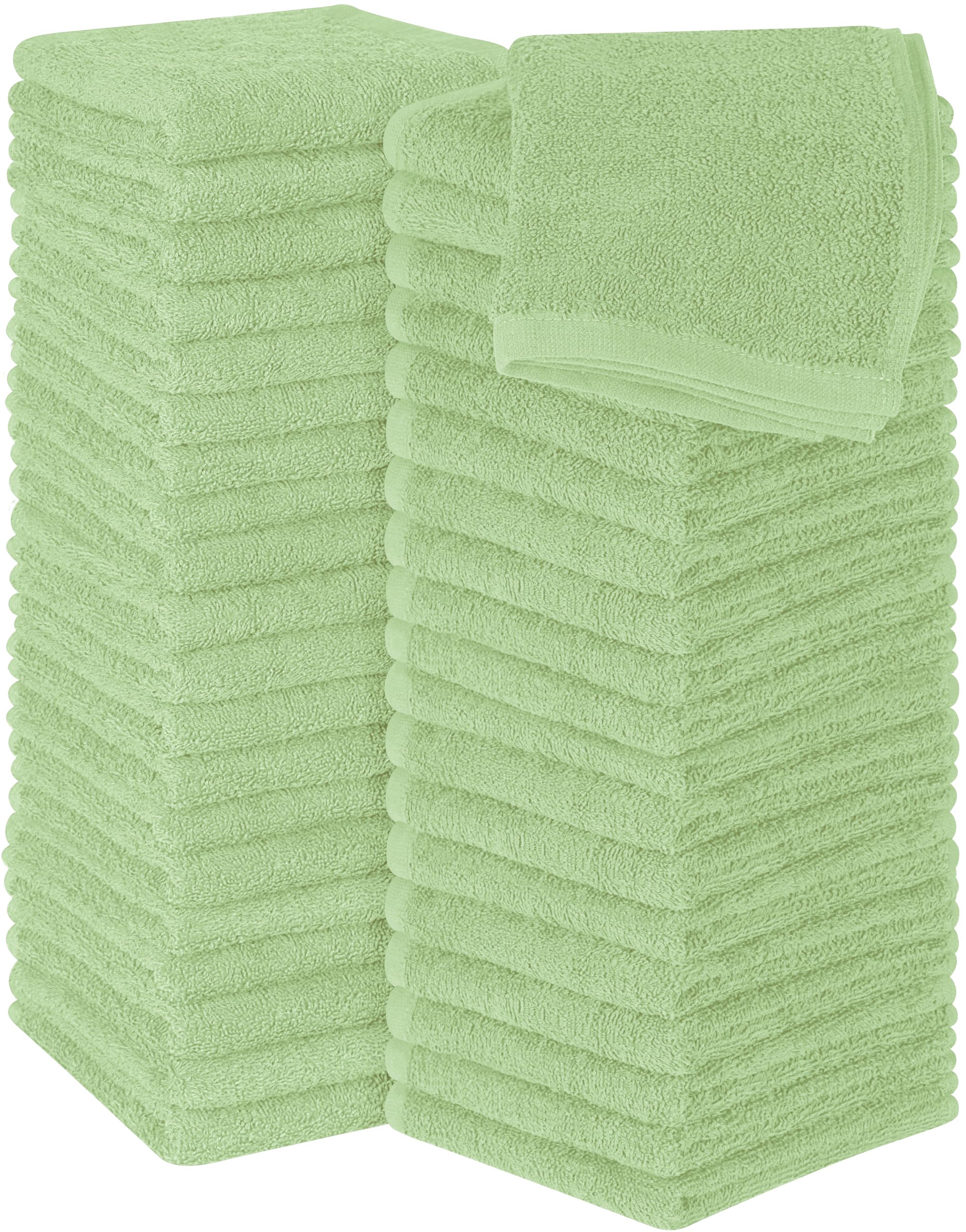 Utopia Towels 60 Pack Washcloths, 12x12 in, 100% Cotton, Sage Green