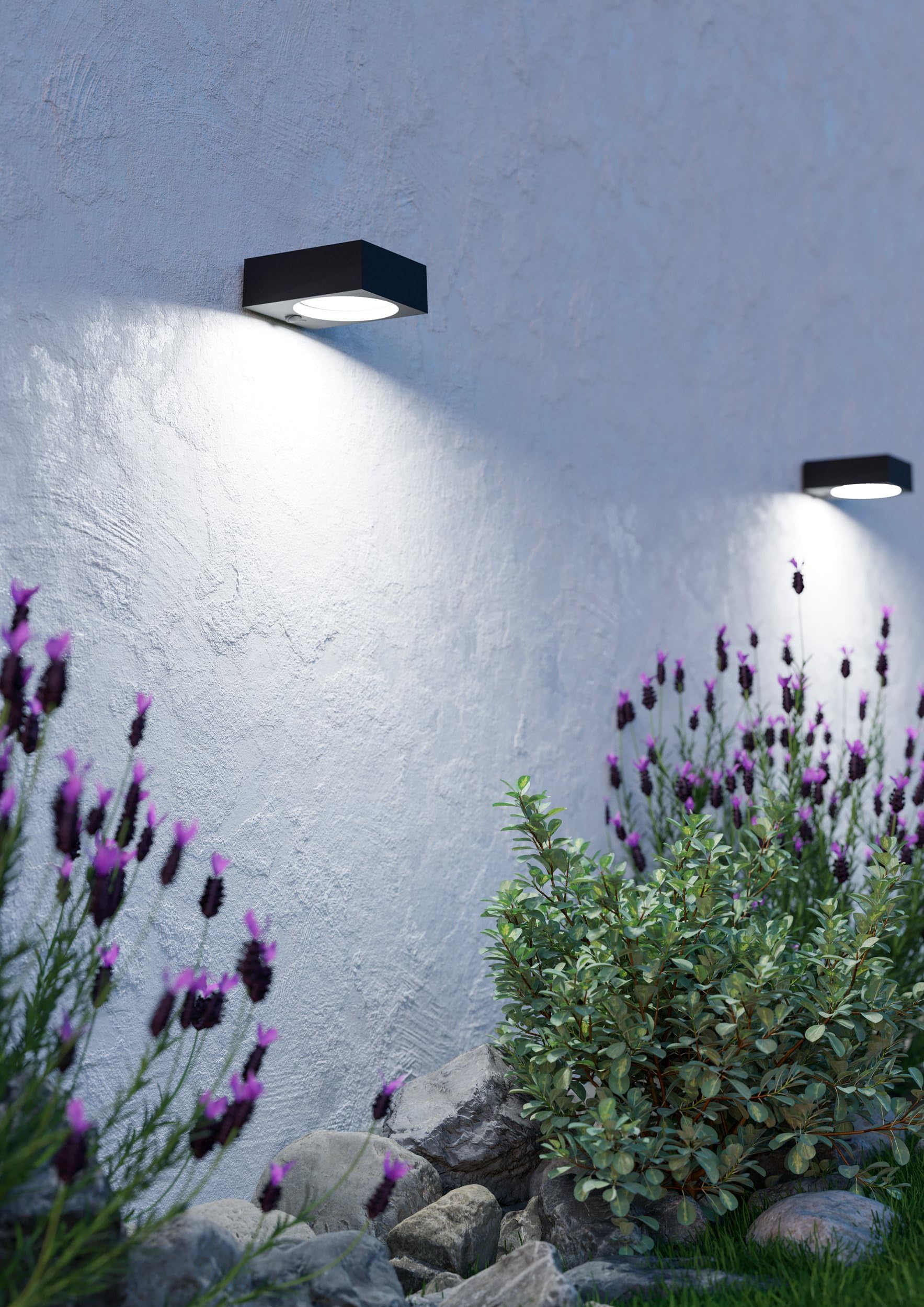 EGLO LED Wandlampe außen Darfano, Outdoor Solarlampe mit Bewegungsmelder | Solar Außenlampe aus Kunststoff in Anthrazit, Außenbeleuchtung neutralweiß, IP54