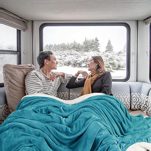 Miniatura 4 de Utopia Bedding Sherpa - Sábana reversible de franela, Lana, Turquoise, King