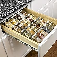 Delavala 4 Pack Clear Acrylic Spice Drawer Organizer, 4 Tier Plastic Spice Organization for Cabinet Drawer, Spice Racks Tray for Kitchen Drawers Cabinets Countertops