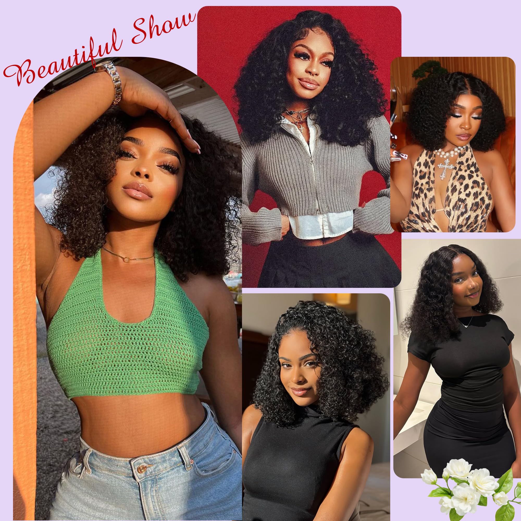 Roserer 14 Inch Wear and Go Glueless Wig Human Hair 100% Brazilian Virgin Deep Wave Bob Wig Human Hair Pre Plucked 180% Density 4x4 HD Lace Curly Glueless Wigs for Black Women - Image 4