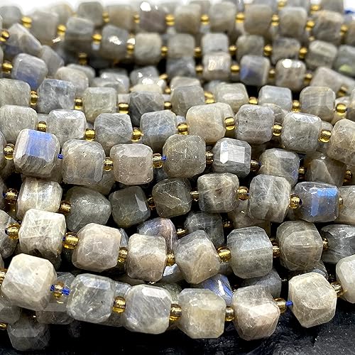 Miniatura 1 de ABCGEMS - Cuentas de labradorita brasileña (una técnica de corte revolucionaria aporta un aspecto más dinámico a un cubo tradicional) piedra
