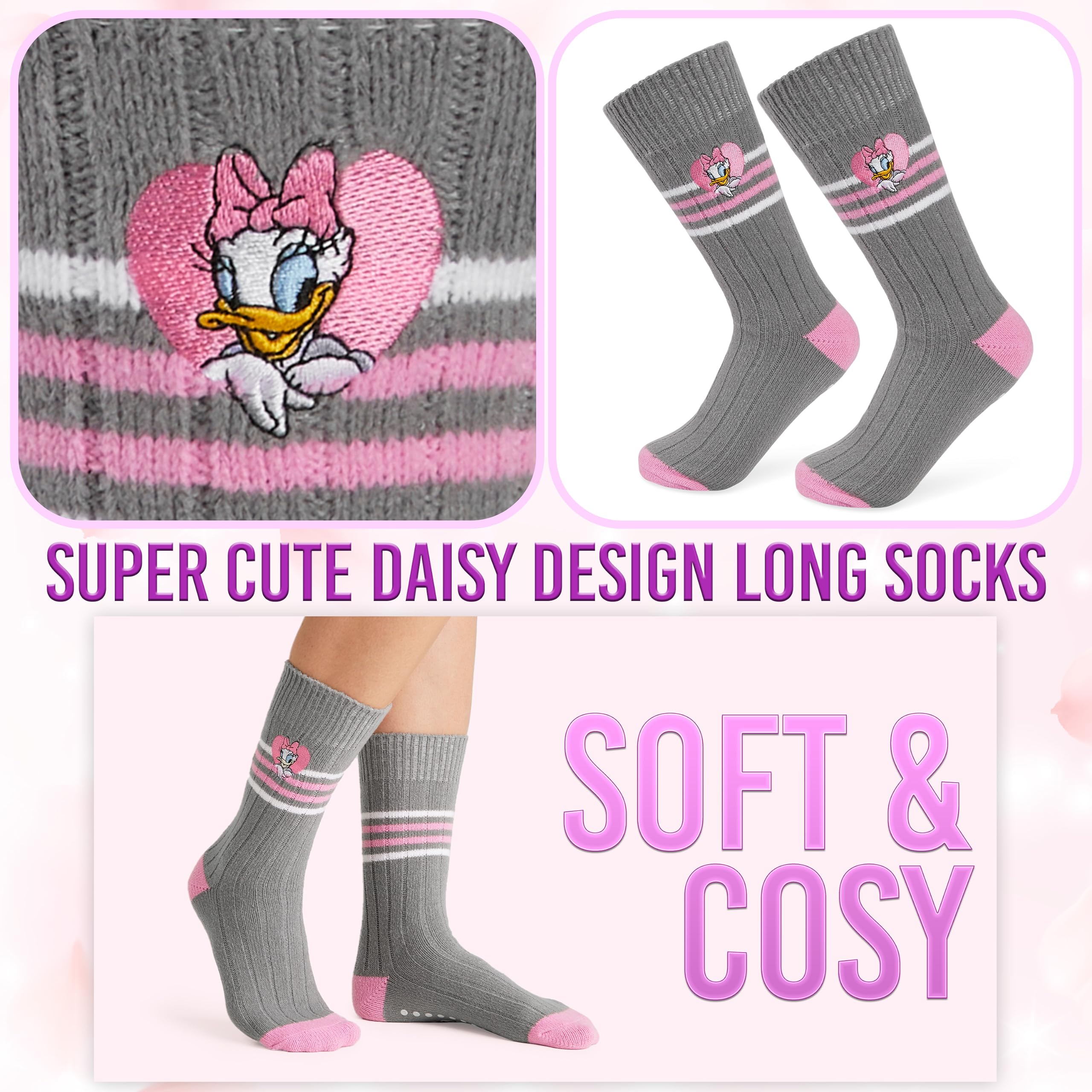 Disney Kuschelsocken Damen Teenager Größe 35–41, Weich Flauschige Rutschfeste Stoppersocken, Warme Geschenke für Frauen