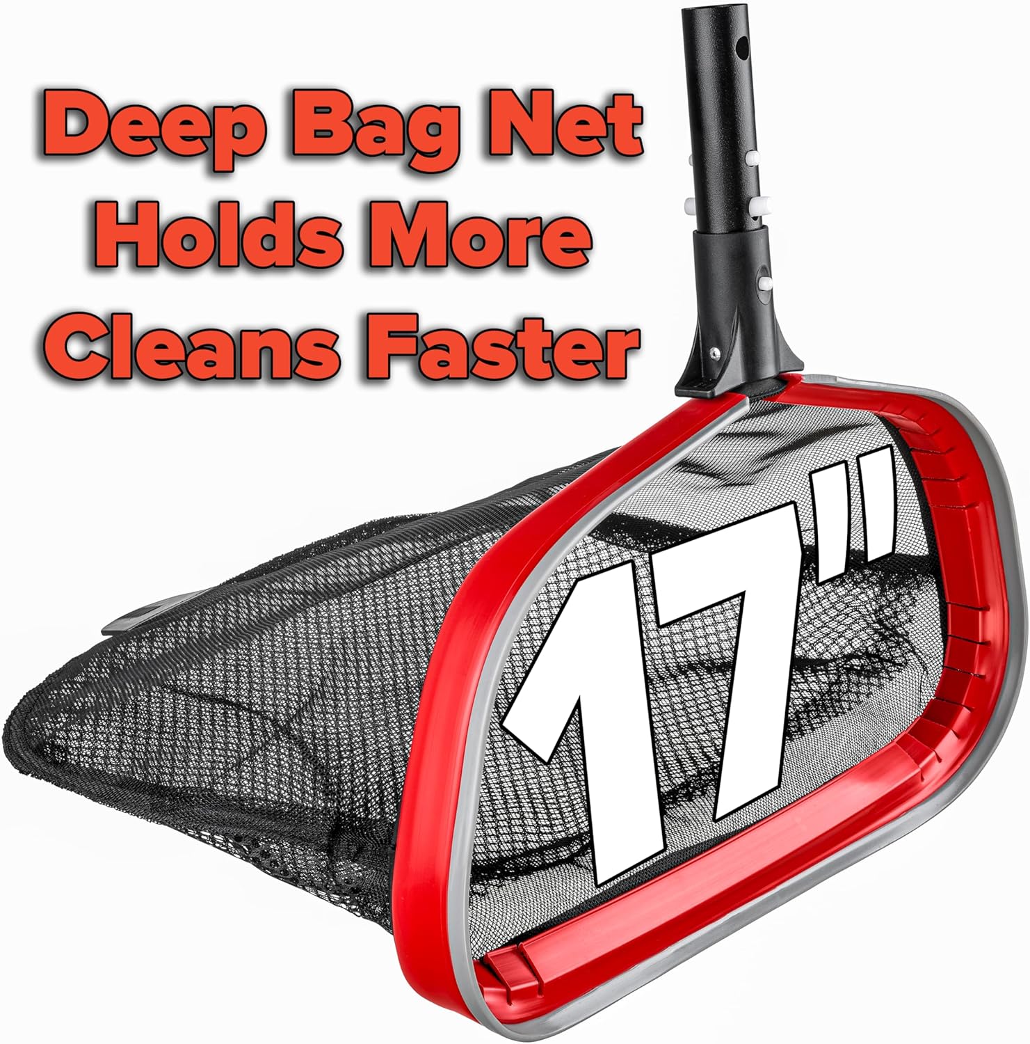 Aluminum Frame Pool Net - Deep Bag Pool Net for Leaves // Heavy Duty Pool Net for Inground & Above Ground Pools // Swimming Pool Leaf Rake - Liner Safe Protective Rubber Edge Pool Cleaning Skimmer Net