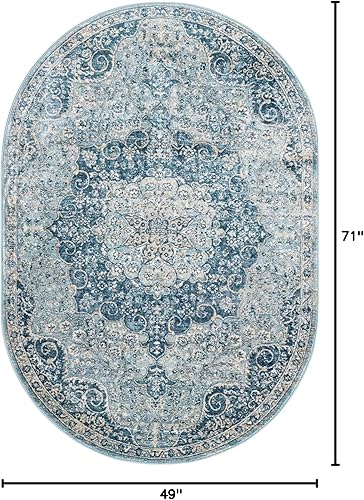 Miniatura 2 de Unique Loom Newport Collection - Alfombra de área olmos (ovalada 4' 0" x 5' 11", azul marinoazul claro)