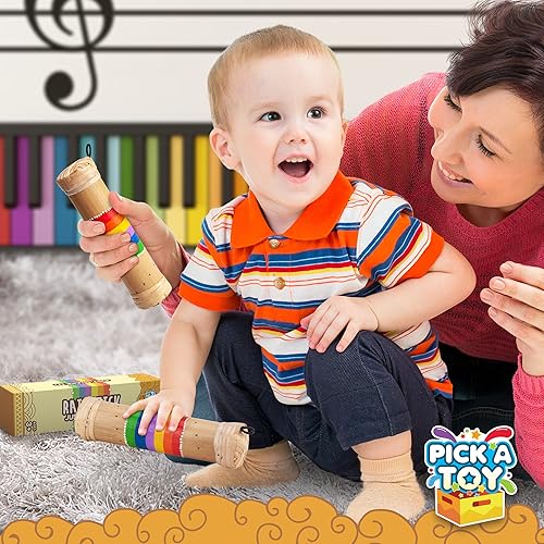 Miniatura 3 de PICK A TOY Palo de lluvia para bebés de juguete para niños y adultos, tubos sensoriales de madera, sonido Rainmaker, instrumento musical para el