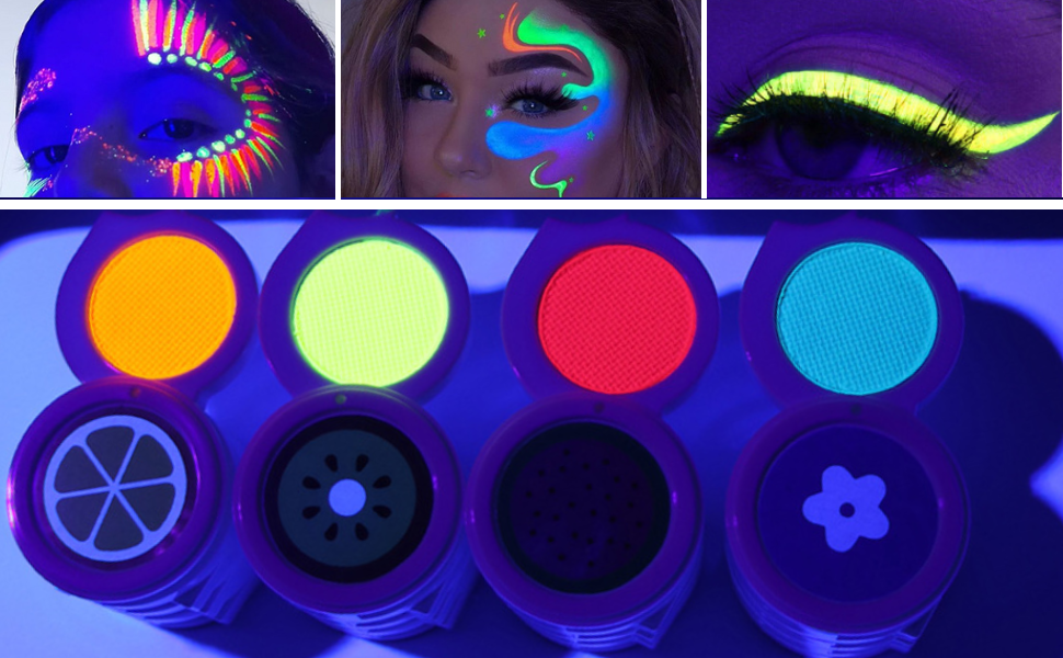 KARLOR UV Gesichtsfarbe Set – 6 Neon-Farben In 1 Dose, Wasserlöslich, Für Schwarzlicht-Party, Fasching, Cosplay