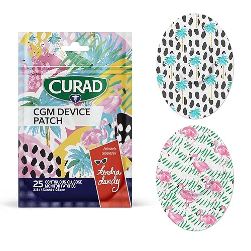 Curad Kendra Dandy Parches CGM (25 unidades) Parches exclusivos para monitor continuo de glucosa de 3.13 x 4.13 pulgadas Parche para monitor