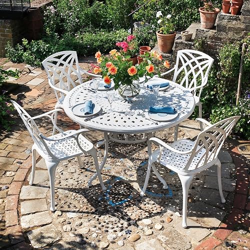 Susan Salon de Jardin: 120 cm Table Alice Ronde en Blanc av Lazy