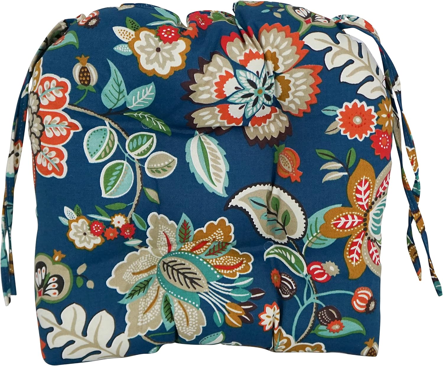 Blazing Needles 16-inch Outdoor Rounded Back Chair Cushion, 16" x 16", Telfair Peacock 4 Count