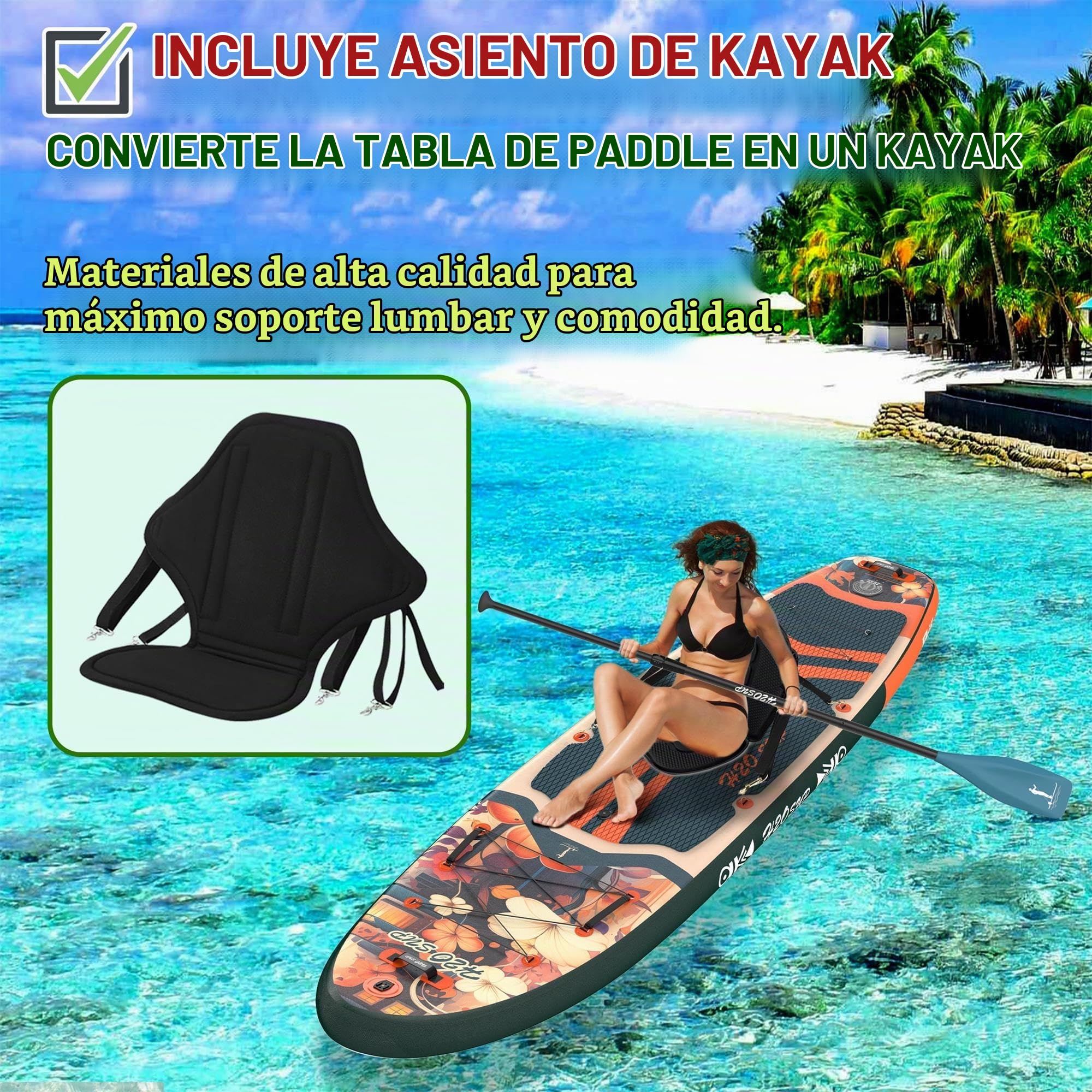 Tablas de remo inflables, extra anchas para principiantes, tabla de surf de pie súper estable con accesorios de primera calidad, 15 anillos en D, 5 asas, soporte de cámara, jóvenes y adultos