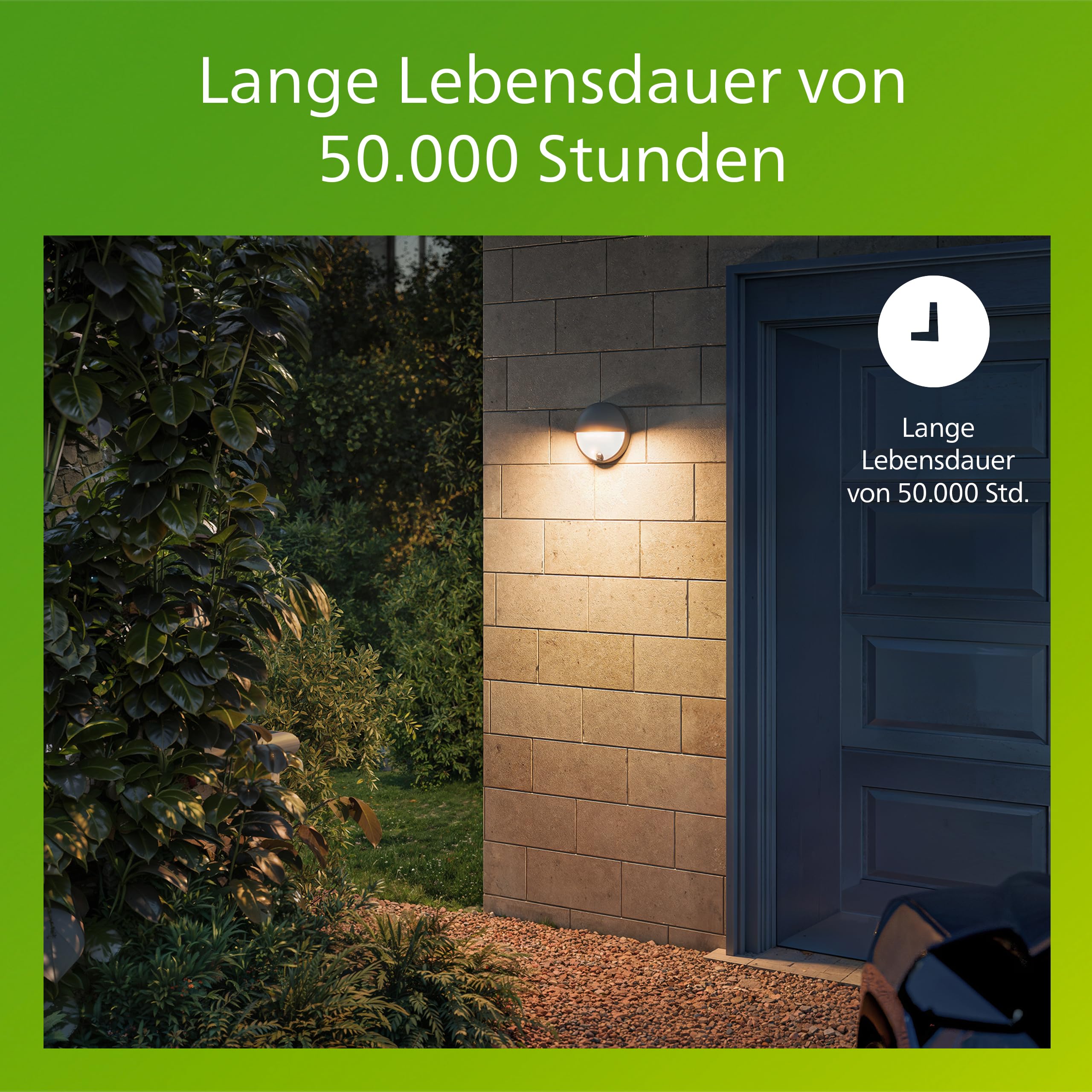 PHILIPS Capricorn Außenwandleuchte, ultra-effizient, 800 lm, 2700 K, PowerShield, IP44 wetterfest, langlebig, Aluminium, Bewegungsmelder, integrierte LED, Anthrazitgrau