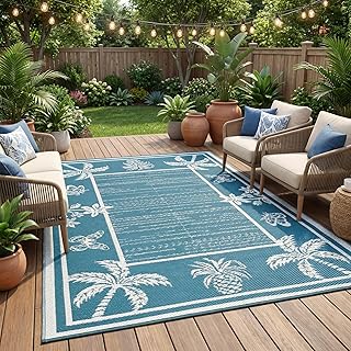 Garvee Outdoor Rug 5x8 Waterproof for Patios, Reversible Plastic Straw R...
