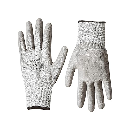 Tienda Basics - Guantes de trabajo resistentes a cortes, nivel de corte A2, guantes con revestimiento de poliuretano, para pantalla táctil, color