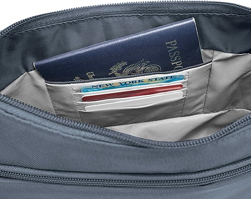 Miniatura 10 de Travelon Bolsa cruzada clásica antirrobo midnight Travelon Bolsa de cubo cruzada antirrobo medianoche A B/W pequeña flor impresión, A rayas en V,