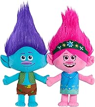 Muñecos de peluche de amistad de Trolls 13 pulgadas World Tour Poppy & Branch 2-Pack, Juguetes para niños a partir de 3 años, Exclusivo de Amazon por Just Play