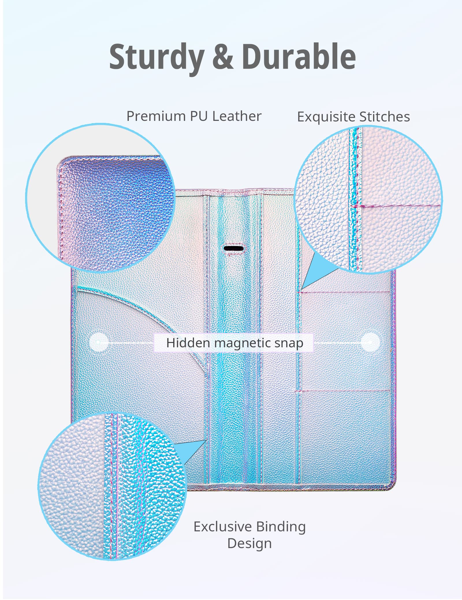 Mymazn Car Registration and Insurance Holder PU Leather Glove Box Car Organizer with Magnetic Closure Car Document Holder — view 5