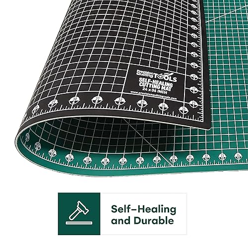 Miniatura 2 de Precision Quilting Tools Tapete de corte autocuración 24 x 36 pulgadas tapete de corte giratorio profesional de doble cara y duradera para costura
