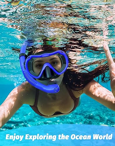Miniatura 7 de Snorkeling Gear for Adults, Snorkel Mask Set 180 Panoramic View Snorkel Gear, 100% Food-Grade Silicone Anti-Fog Anti-Leak Dry Top Diving Mask for