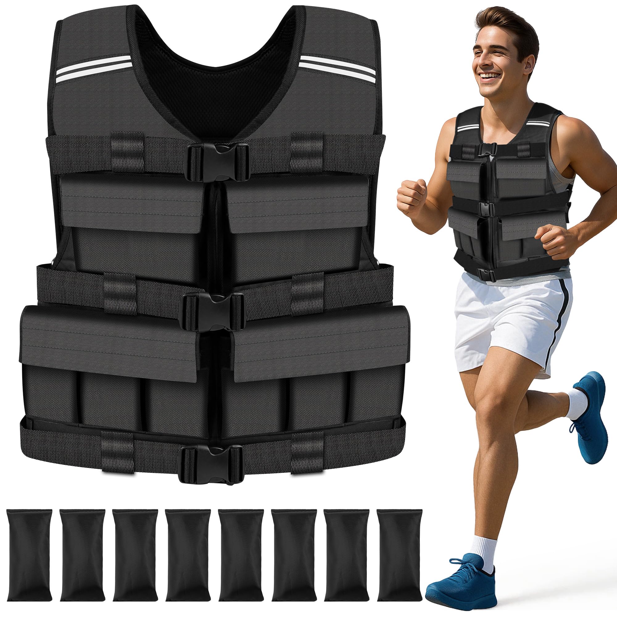 DMDG Adjustable Weighted Vest for Men Woman With Shoulder Pads 18lbs | 30lbs | 40lbs, Weight Vest For Walking, Rucking, Cross Training, Running,