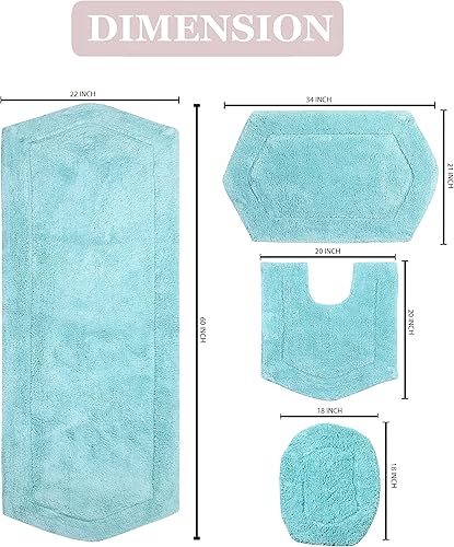 Miniatura 8 de Home Weavers Waterford Collection - Alfombra de baño copetuda 100 % algodón, extrasuaves y absorbentes, antideslizantes, lavables a máquina, juego