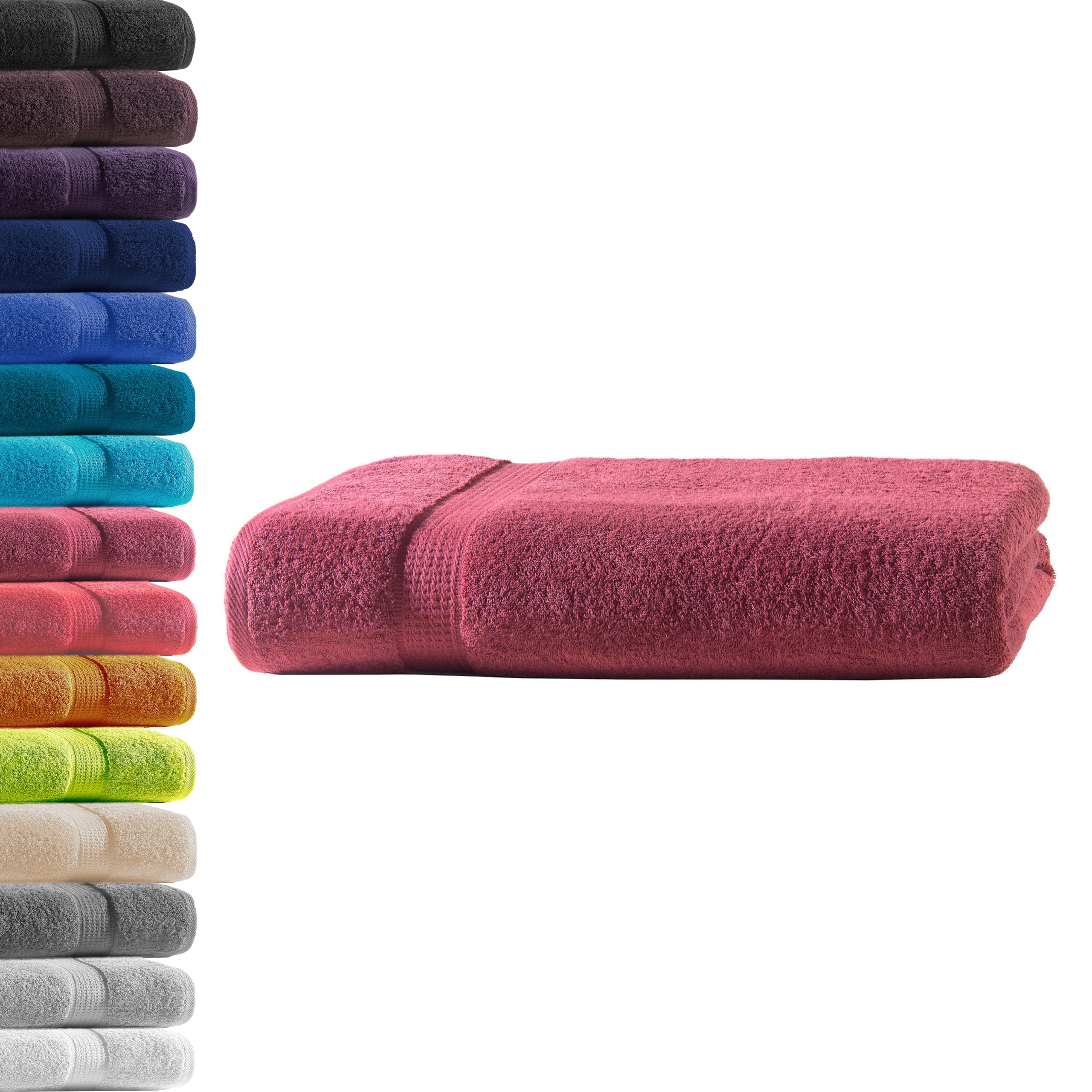Towel Set, 2 x Shower Towels, 4 x Hand Towels, Bordeaux, 100% Cotton Terry, Oeko-Tex® Standard 100, Premium Quality, 500 g/m²