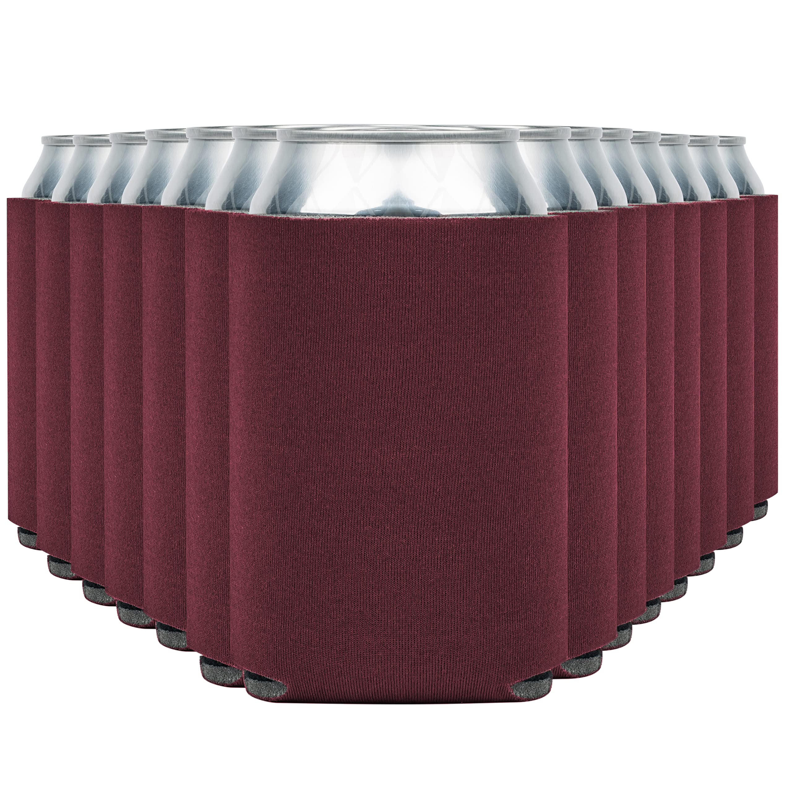 Blank Beer Can Cooler Sleeves (60-Pack) Soft Insulated Beer Can Coolies - HTV Friendly Blank Koolies in Bulk for Beer Cans &amp; Bottles - Coolie Blanks for Vinyl Projects &amp; Wedding Favors (Burgundy)