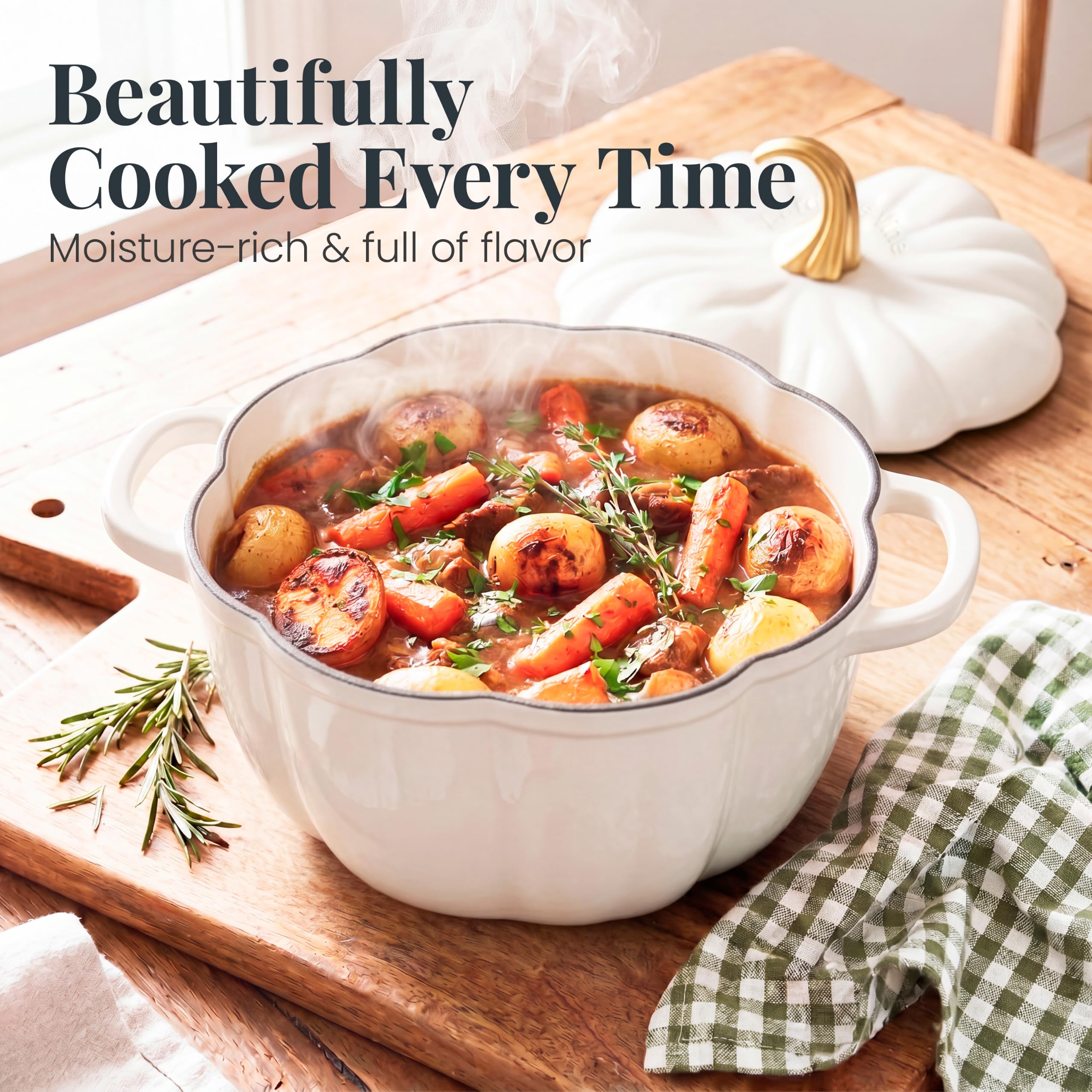 Larder & Vine Pumpkin Dutch Oven - 5.5 qt -4