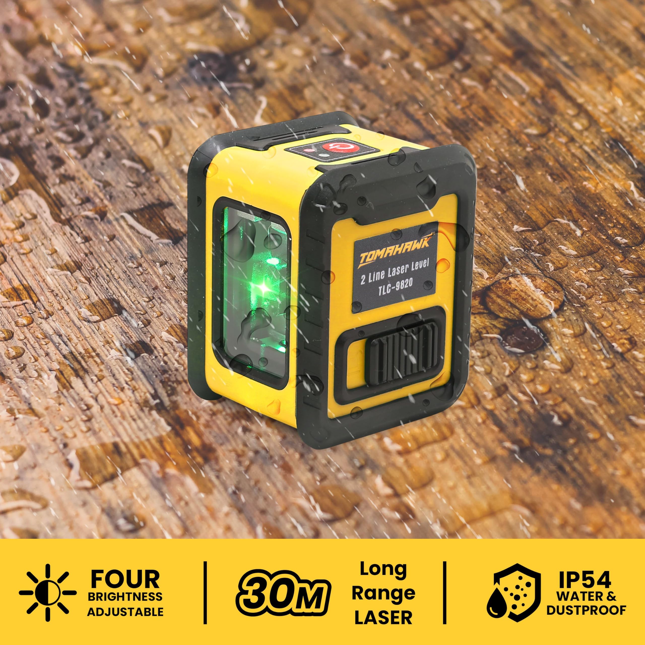TOMAHAWK® TLC-9820 - Compact 2 Green Line Laser Level - 98ft Green