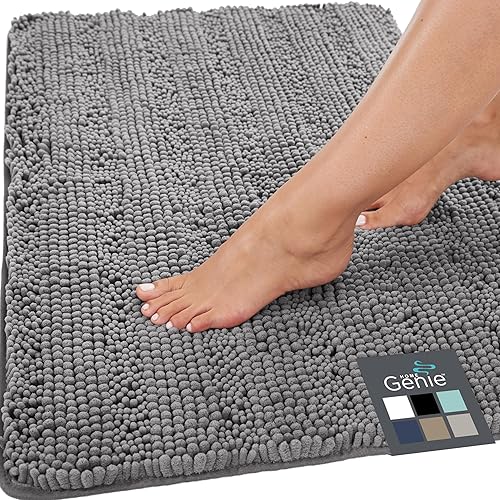 HOME GENIE Alfombra de baño de felpilla suave absorbente de 36 x 24 pulgadas, parte trasera de goma, lavable a máquina, alfombra de decoración