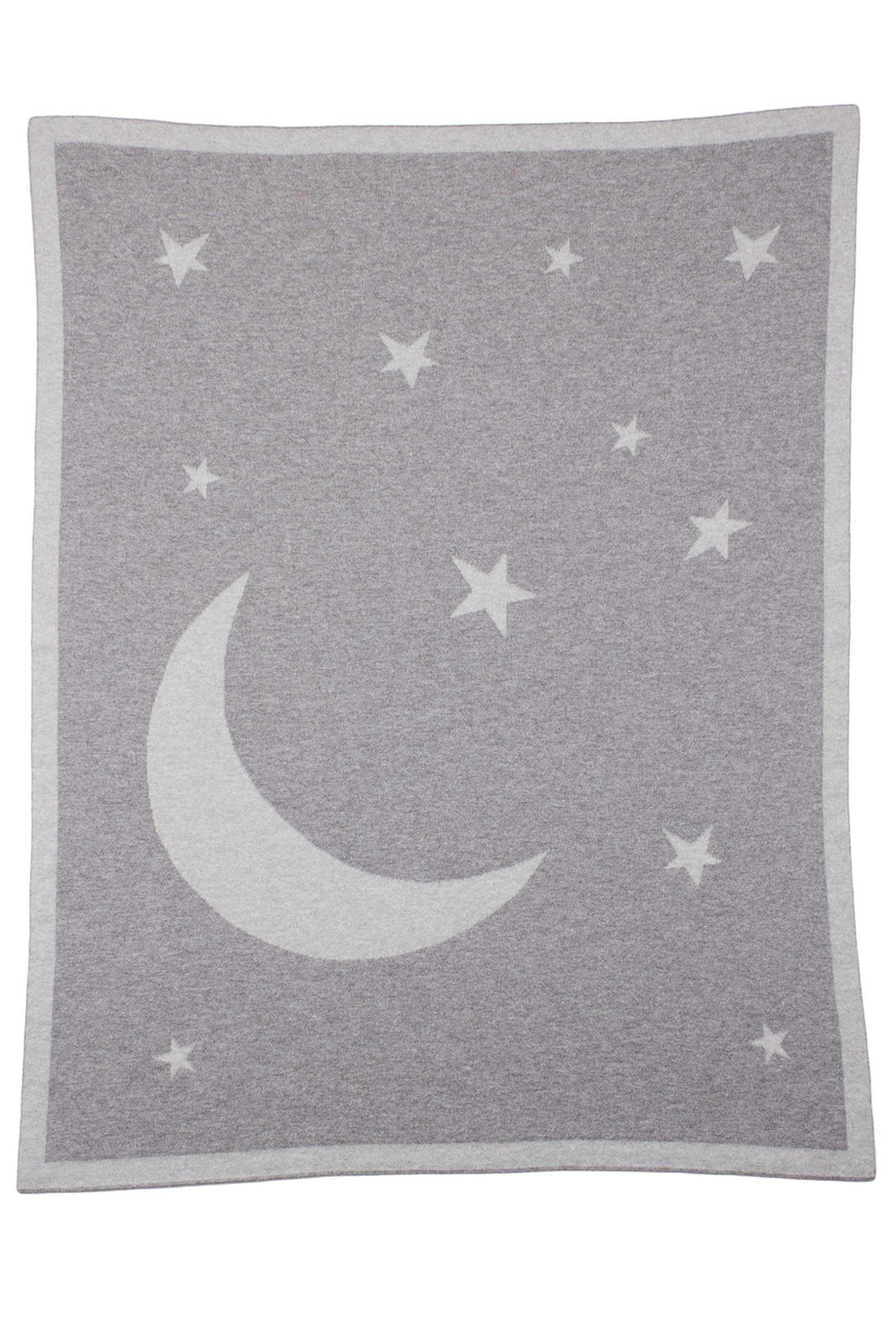 Love CashmereLove Cashmere Unisex 100% Cashmere Baby Cot Blanket - Moon & Stars - Grey Multi - Made in Scotland