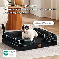 Vista 316 de Bedsure - Cama ortopédica extragrande para perros, sofá cama lavable para perros extragrandes, espuma de soporte con funda extraíble y lavable, negro