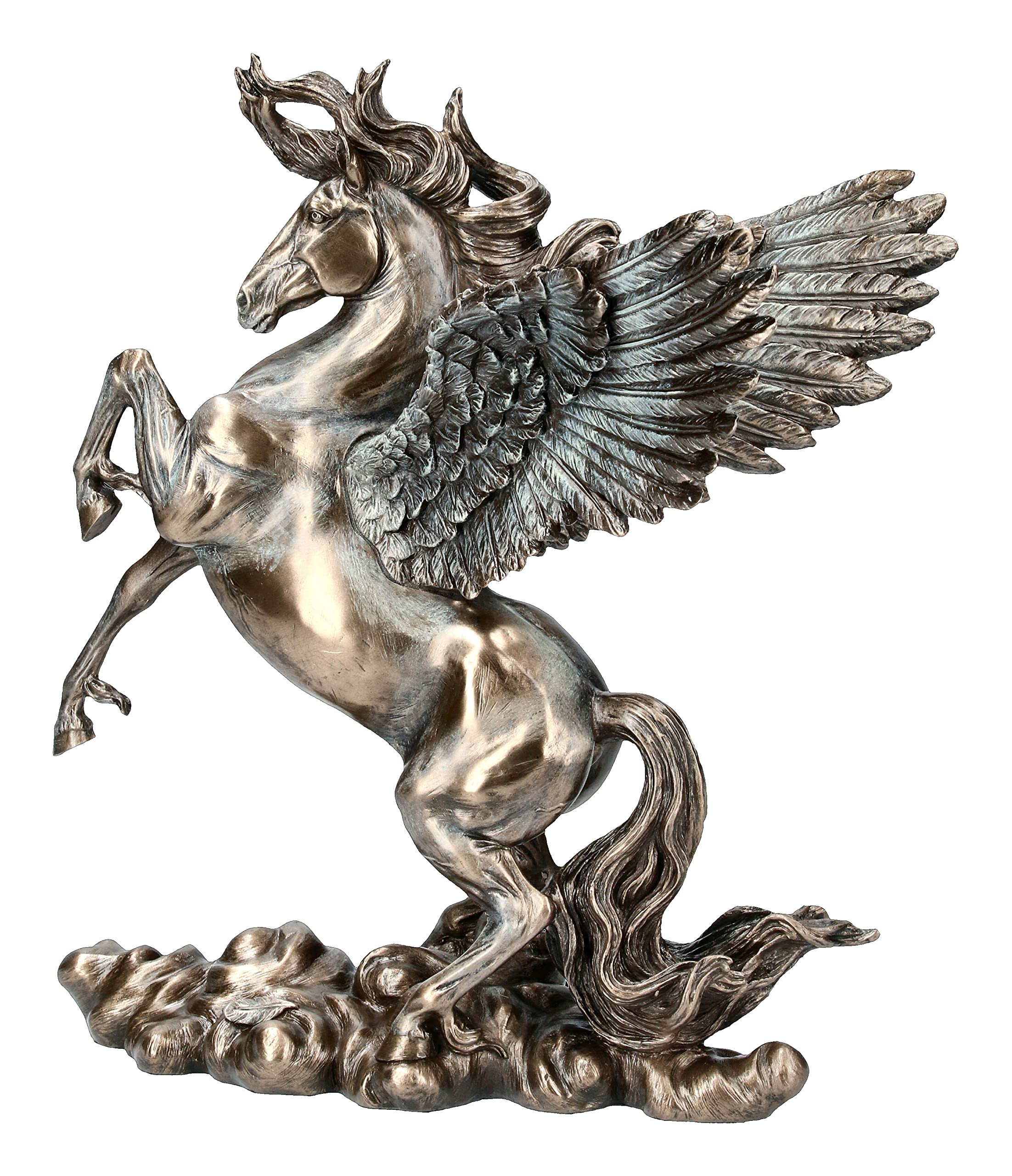 Veronese Pegasus Statue de la mythologie grecque du dieu du cheval ailé Finition bronze 28 cm