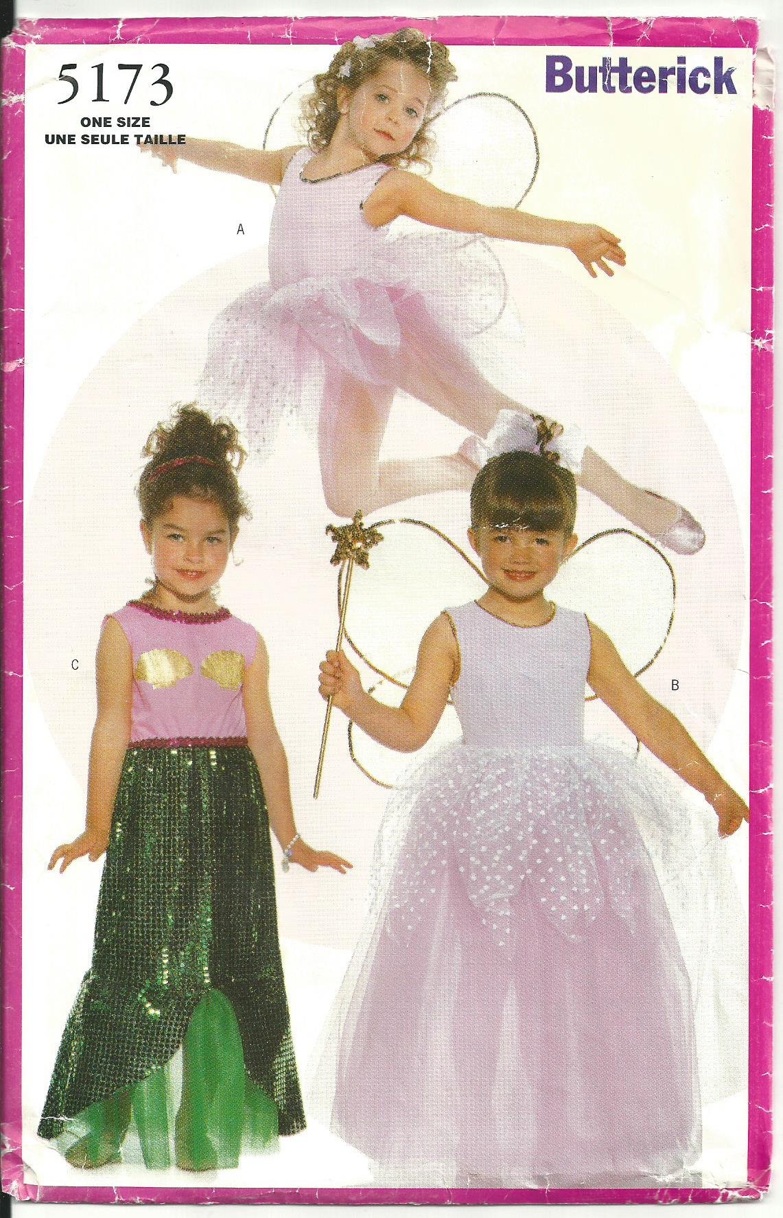 BUTTERICKButterick 5173, Girl's Size: 2-6x Tutu, Fairy, Mermaid Costume Sewing Pattern
