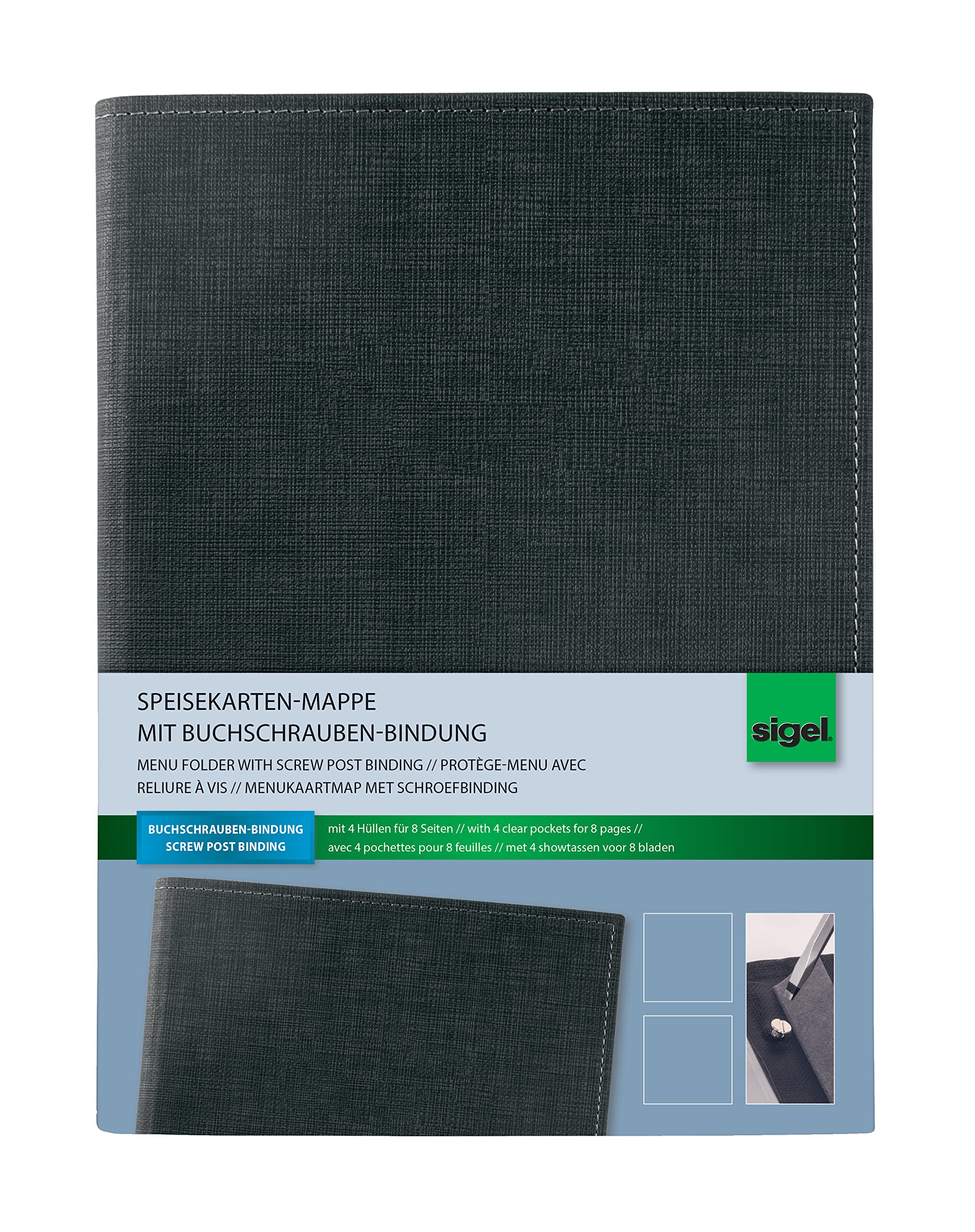 SIGEL SM135 Menu Folder with screw post binding, for A5, plastic, Black, 1 Piece