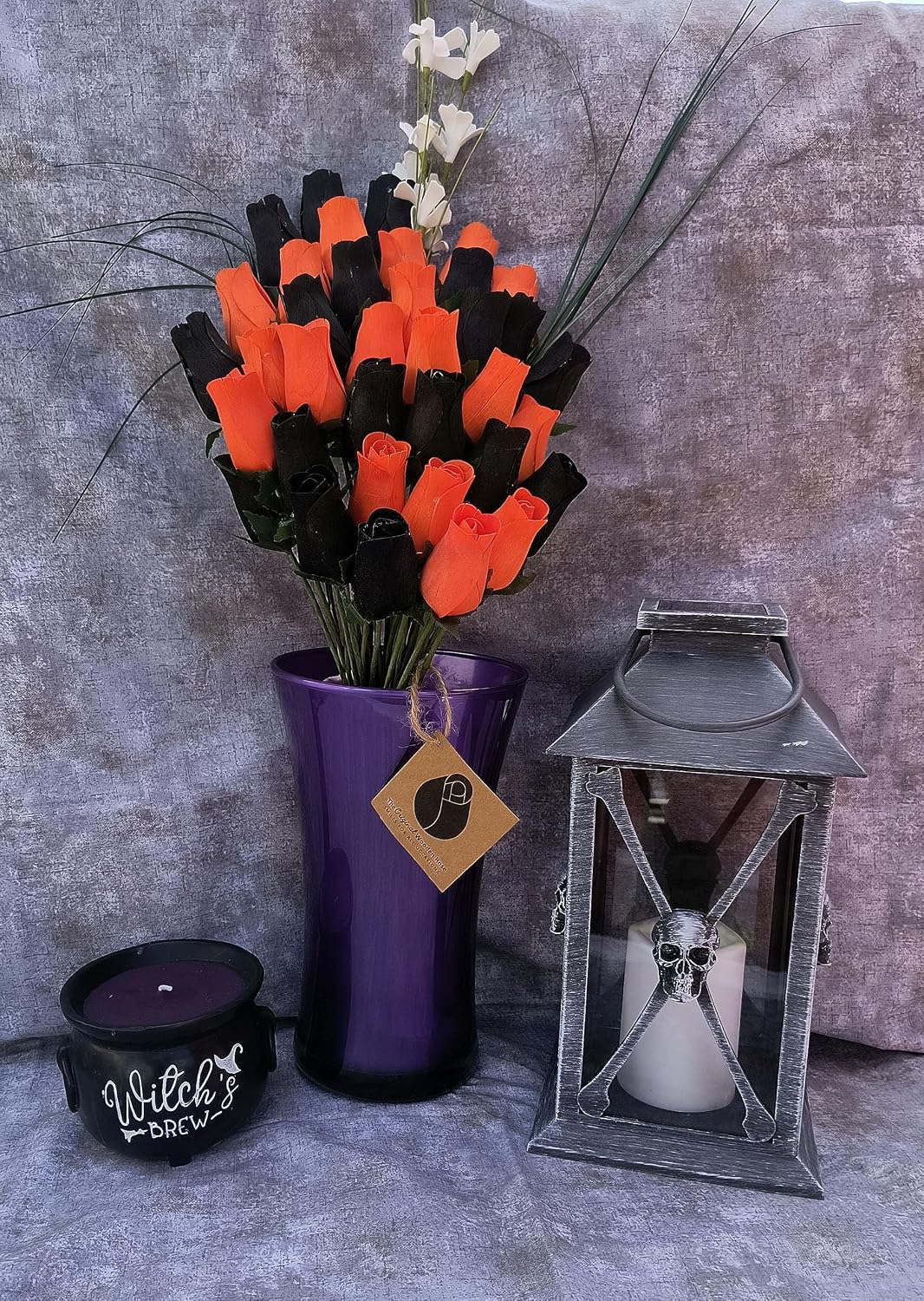 Halloween Black and Orange Flower Bouquet Closed Bud (3 Dozen)
