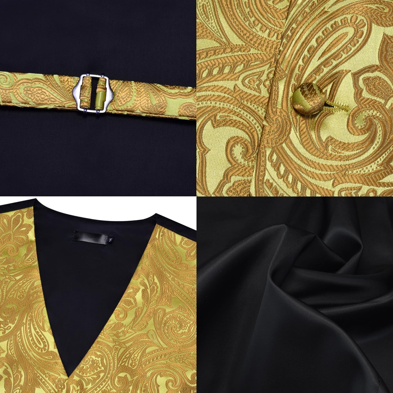 GUSLESON Men's V-Neck Suit Vests Formal Men Vest Paisley Jacquard Tie Waistcoat Bow tie Hanky Set Wedding 7PCS - Image 4