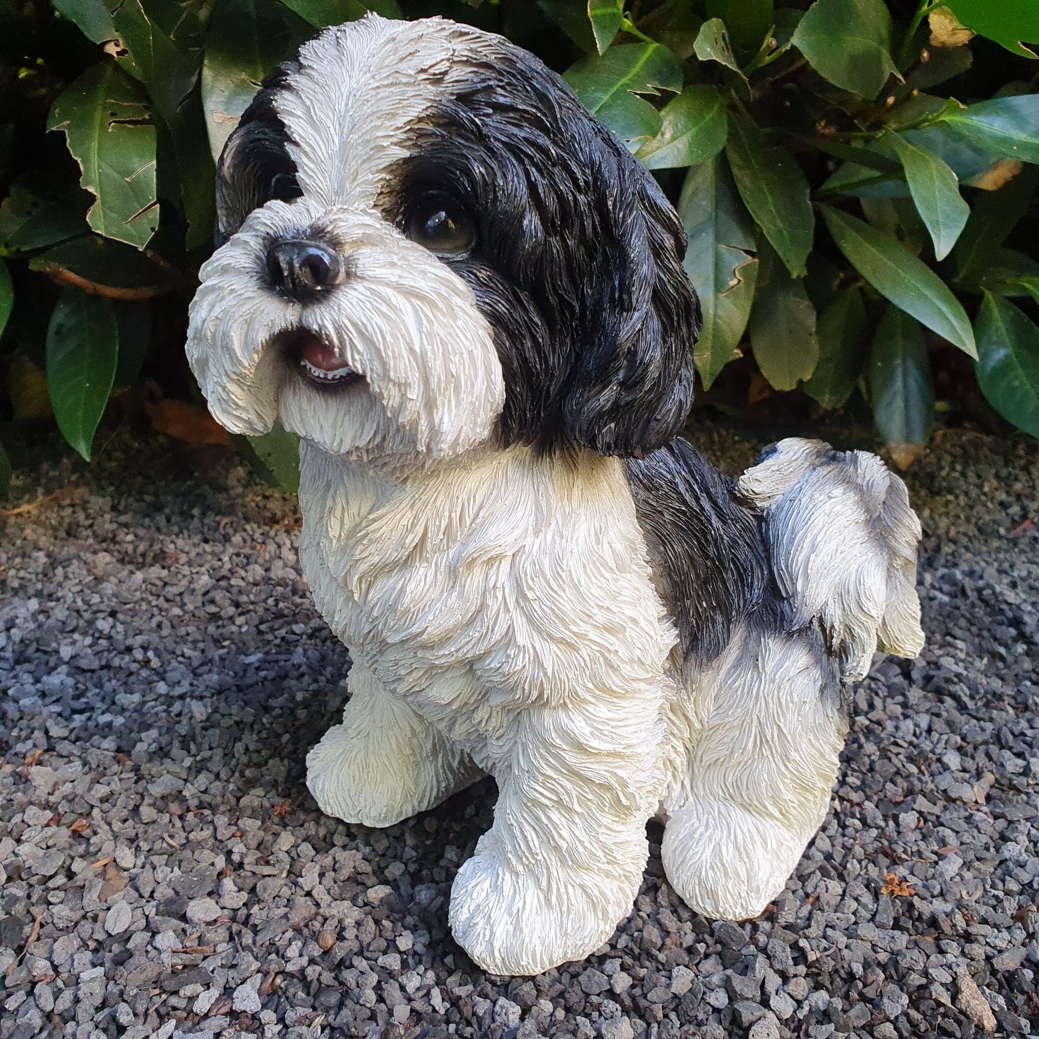 Figurka ogrodowa Shi Tzu, 21 siedzi cm, figurka do ogrodu, odporna na warunki atmosferyczne, dekoracja salonu, figurka psa