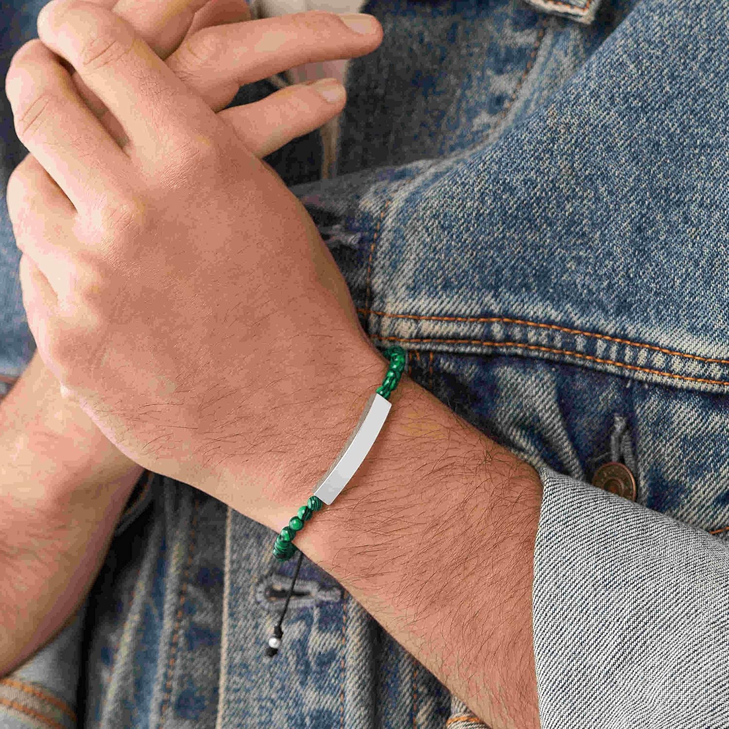 Fossil Men's Plated Stainless Steel Engravable Personalized Gift ID, Chain or Cuff Bracelet for Men