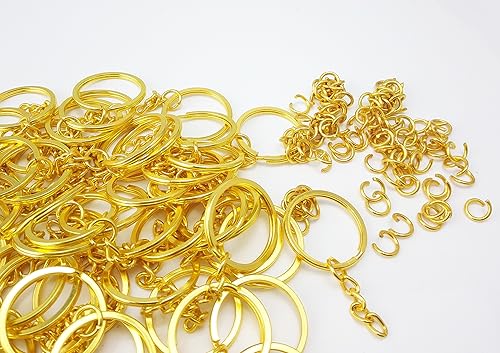 Miniatura 5 de yueton Paquete de 100 llaveros de metal dividido de 0.984 in con cadena