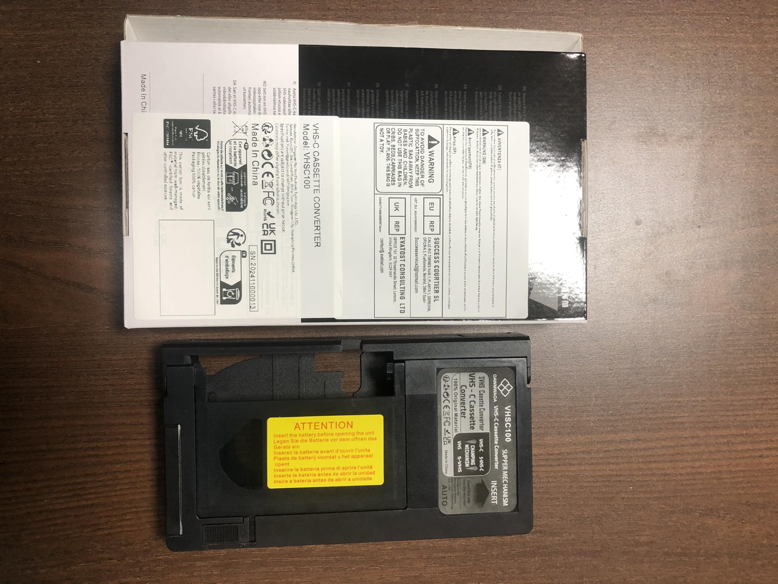 Adaptateur cassette VHS C, compatible SVHS VHS-C vers VHS, caméscopes motorisés, idéal pour lecteur magnétoscope, lecteur de cassette vidéo et conversion VHS vers numérique