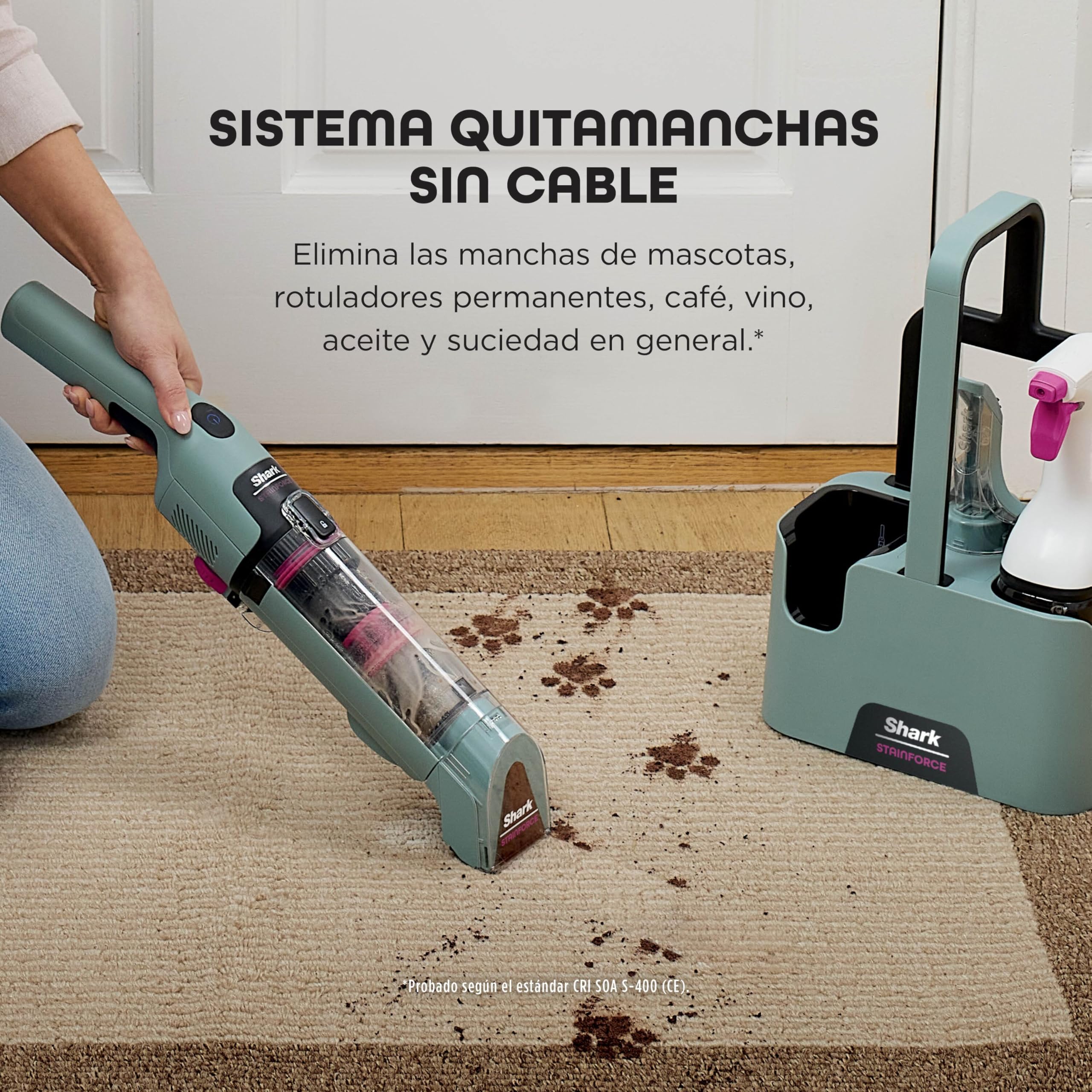 Shark StainForce Limpiador Portátil para Manchas y Olores - Limpieza de Alfombras, Tapicerías, Escaleras y Coches - Incluye Accesorios y 2 Soluciones de Limpieza - Cobre, HX100EUCP