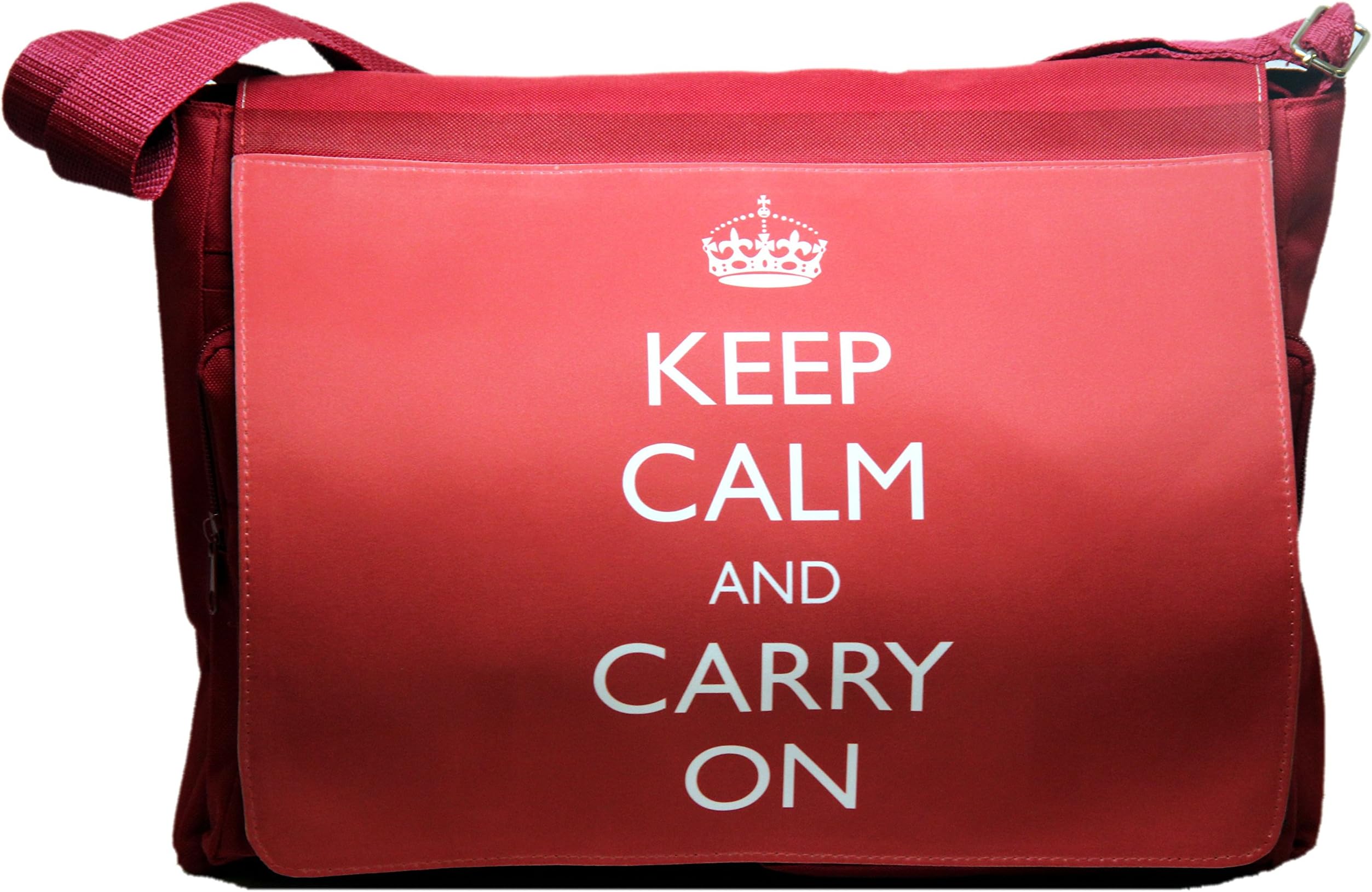 Rikki Knight Keep Calm and Carry On Messenger Bag, Red, One Size