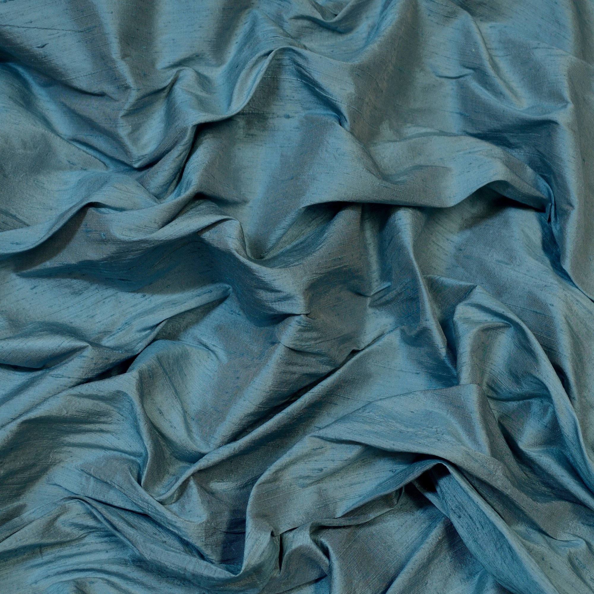 Iridescent Light Blue Dupioni Silk, 100% Silk Fabric, by The Yard, 54" Wide