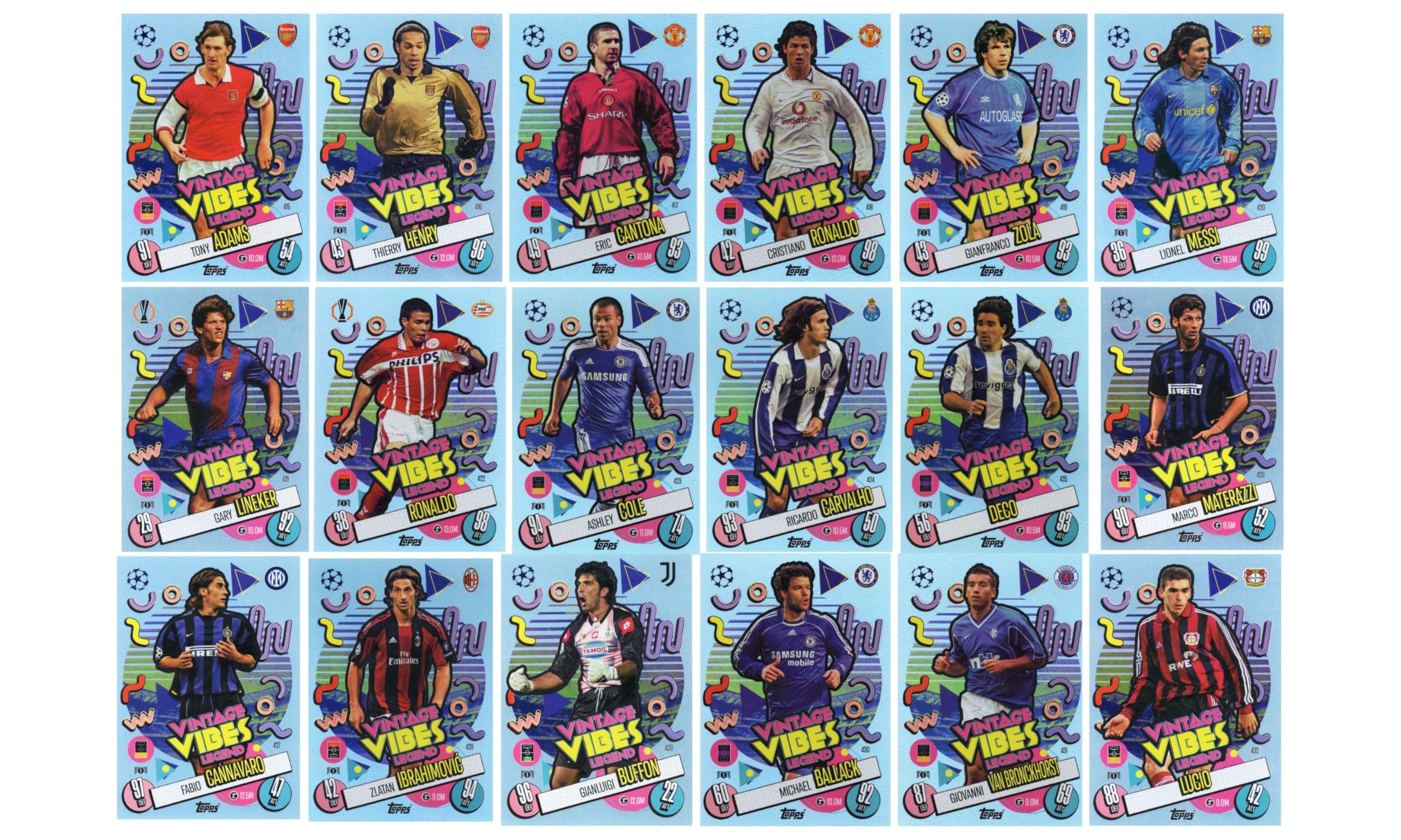 Generic Match Attax 2024/25 18 Card Vintage Vibes Trading Card Set