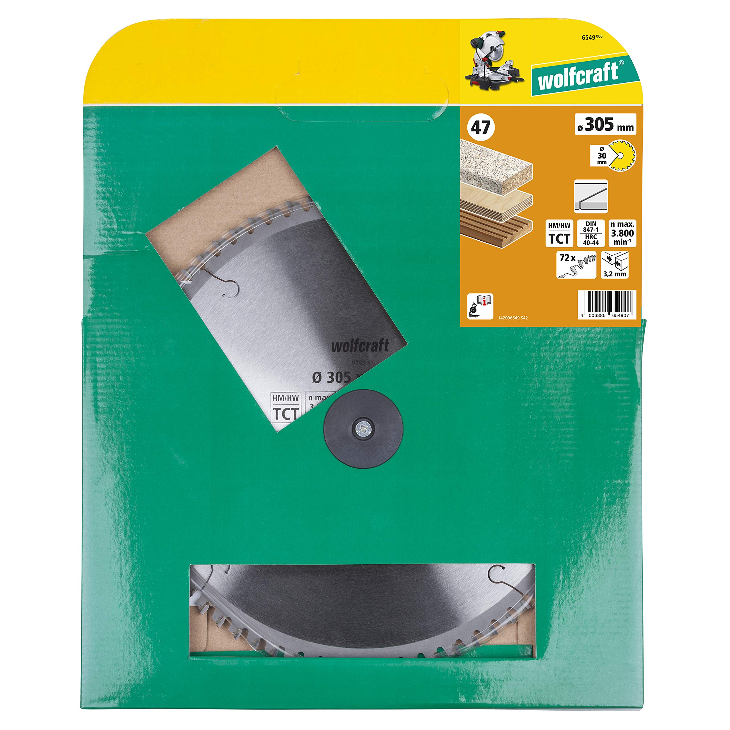 wolfcraft 6549000 brzeszczot do cięcia ukośnego i ukośnego ø 305 mm - delikatne, czyste cięcia