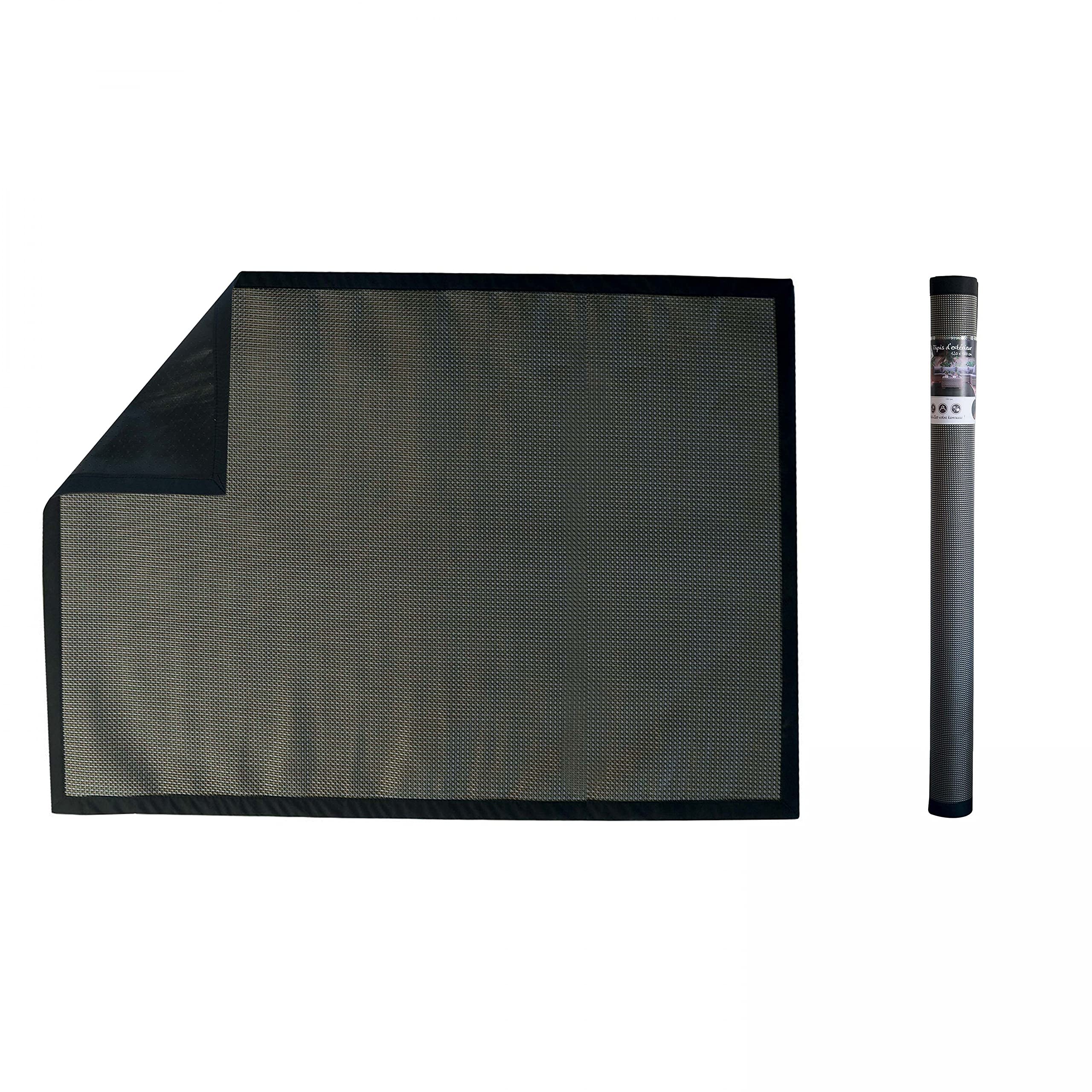Solys Tapis Barbecue et plancha en PVC Noir 150 x 120 cm
