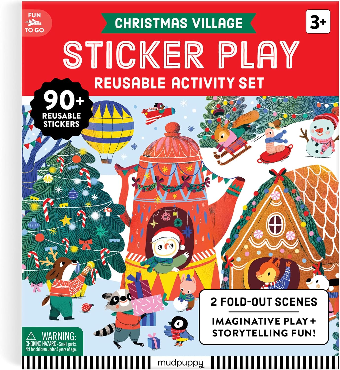 Mudpuppy - Christmas Village Sticker Play Reusable Activity Kit for Kids